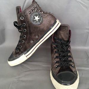 Crushed Velvet Studded High Top Converse